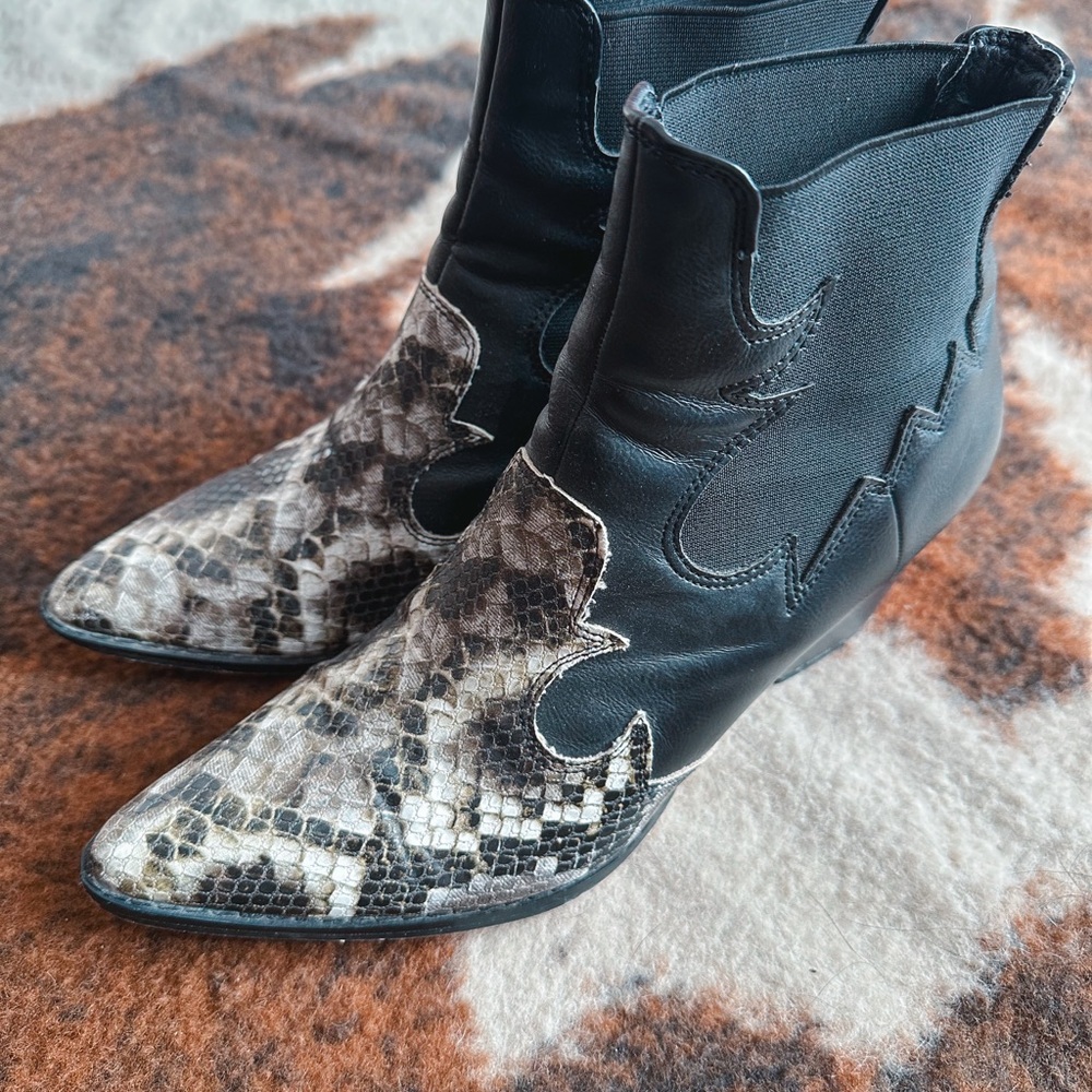 Western snake print booties